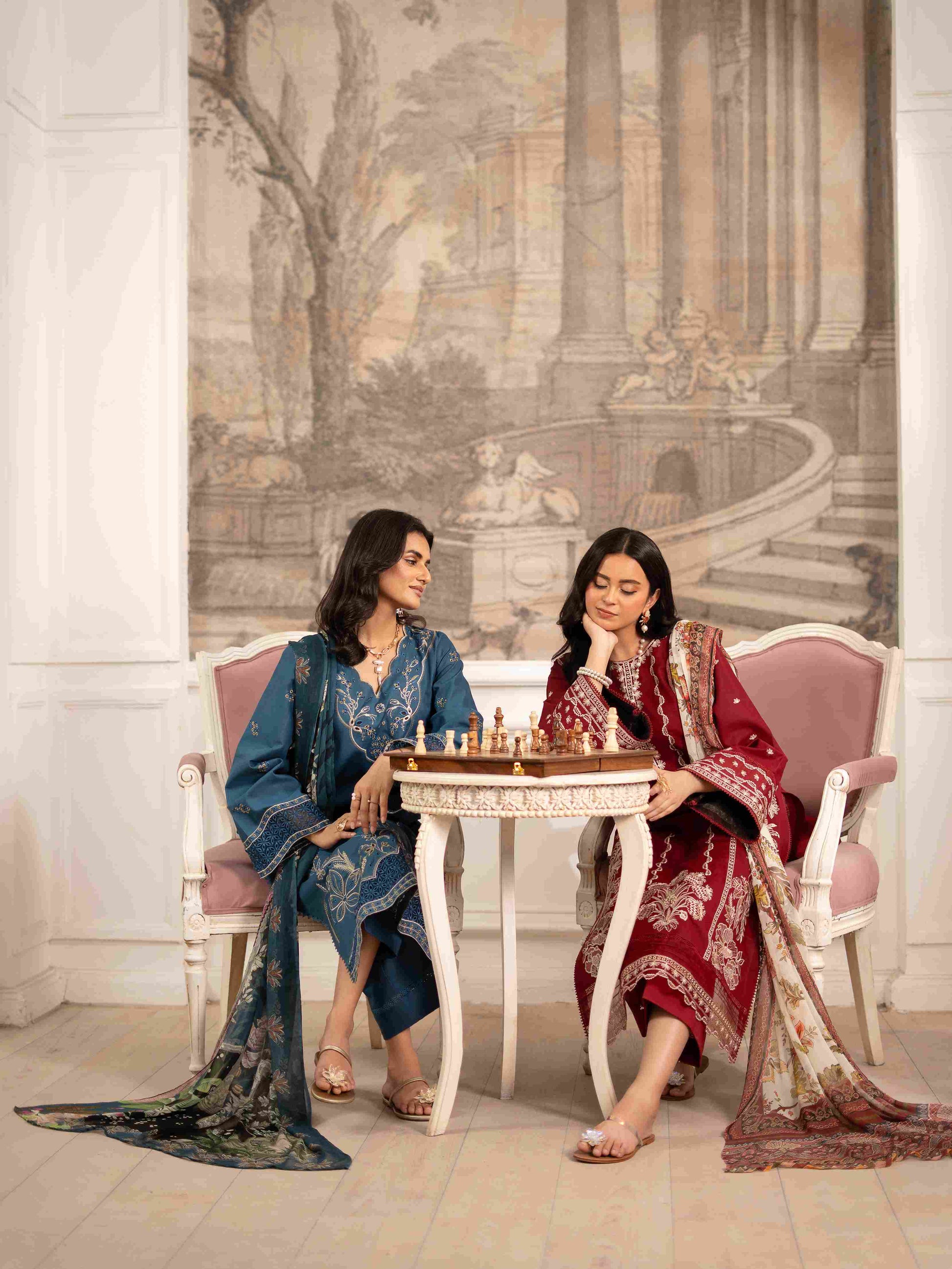 Fashion embroidered summer lawn outfit with soft cotton trouser style