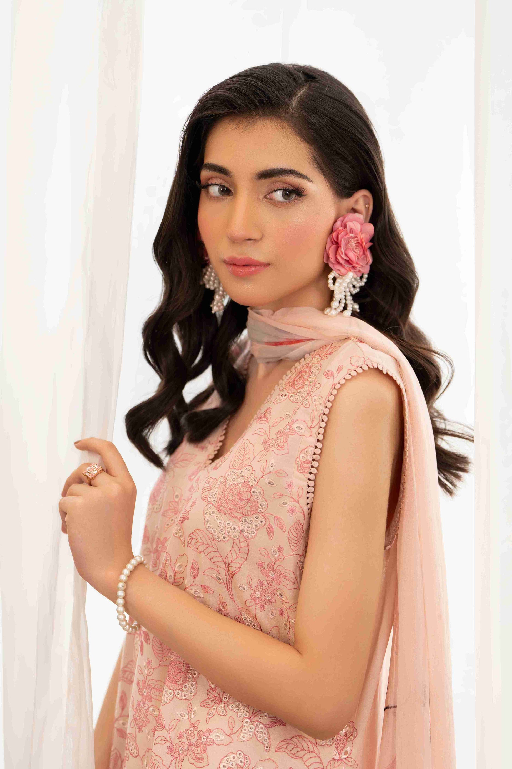  Premium embroidered lawn suit featuring chiffon dupatta and cotton trouser fabric two point five meters