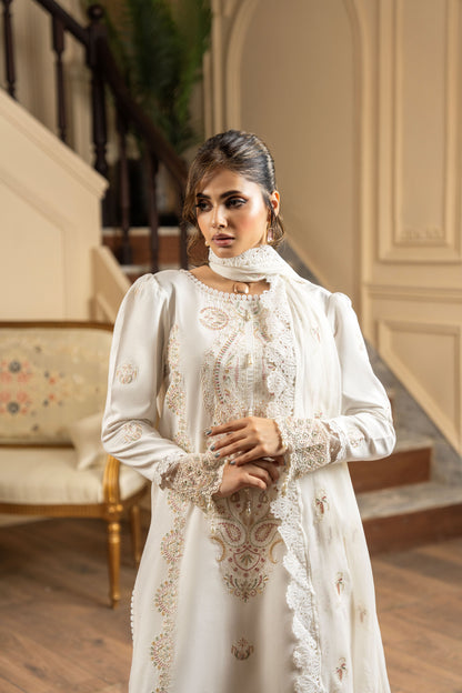 Karandi fabric embroidered shirt with matching dupatta for festive functions