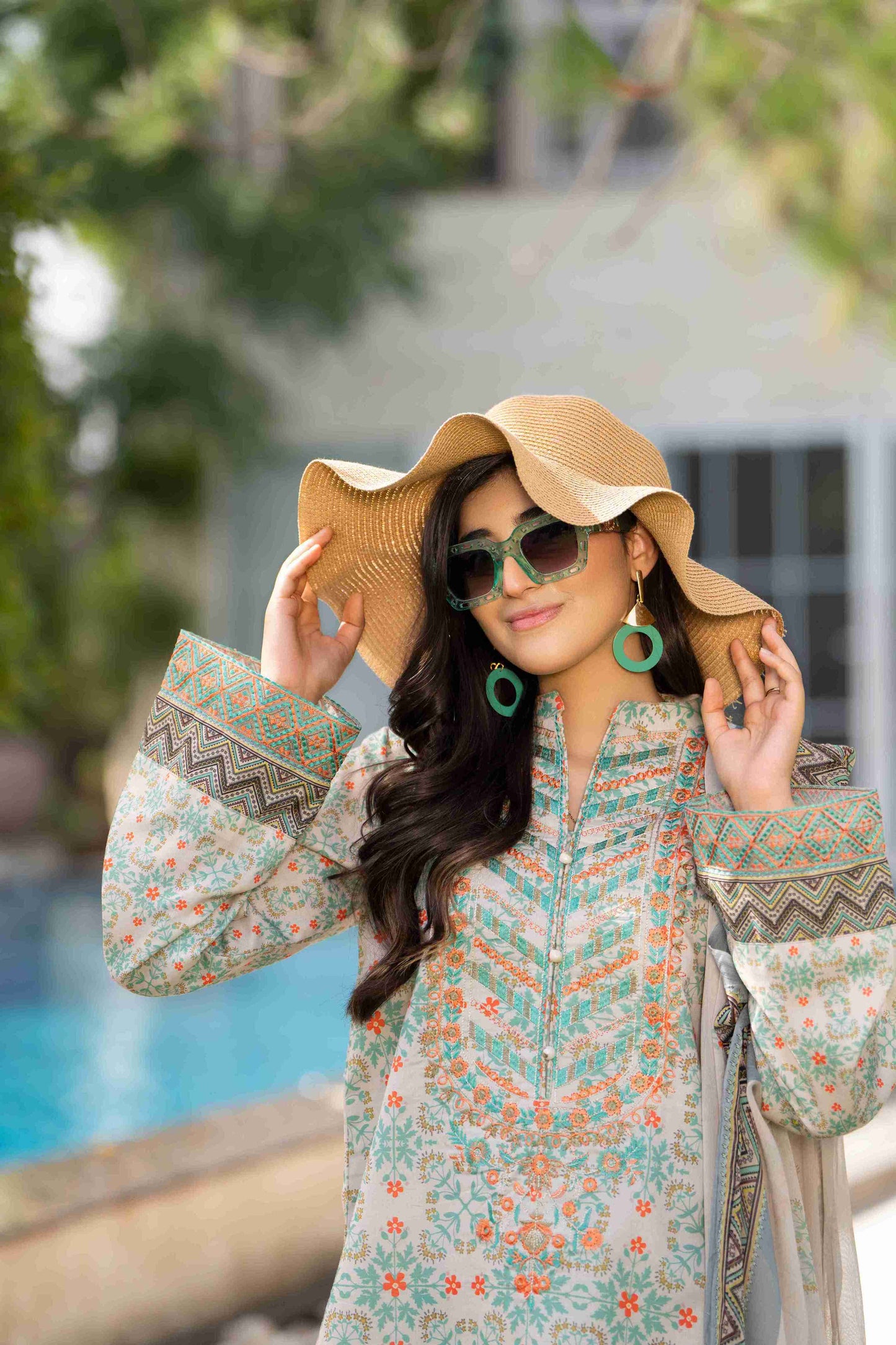 Pastel lawn kurta with embroidery, soft chiffon dupatta, and cotton trouser for chic summer style