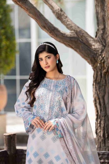 Embroidered lawn shirt with chiffon dupatta and trouser for chic summer styling