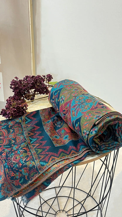 Handcrafted Kashmiri shawl with graceful drape