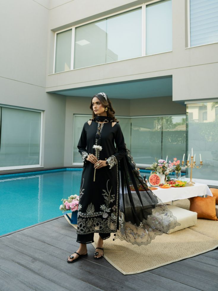 Summer lawn dress with embroidered shirt, trouser, and cotton dupatta