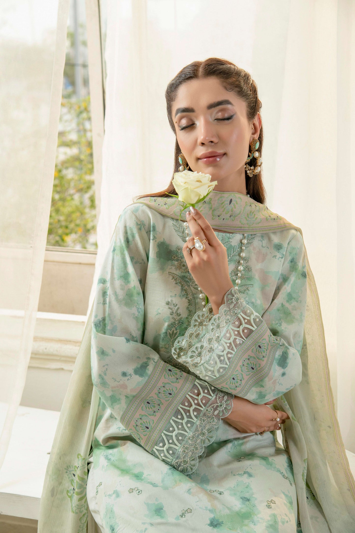  Embroidered lawn shirt designed for daily wear