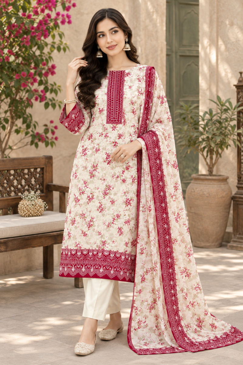 Linen casual dress for women featuring floral printing and an easy plain trouser style