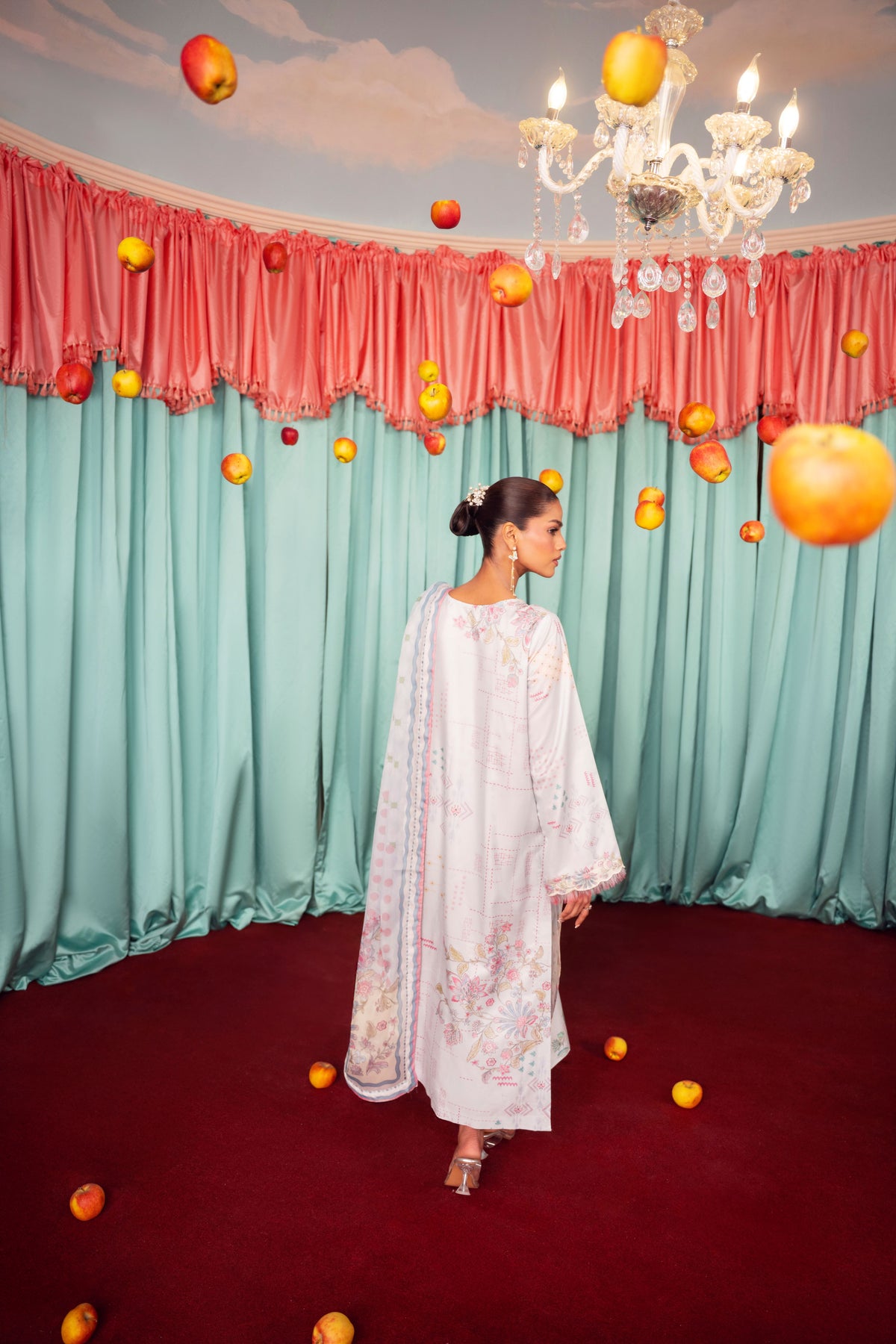 Luxury silk dress for women featuring premium raw silk fabric in an unstitched 3PC shirt and trouser set with a flowing chiffon dupatta, designed for weddings, parties, Eid, and formal Pakistani events