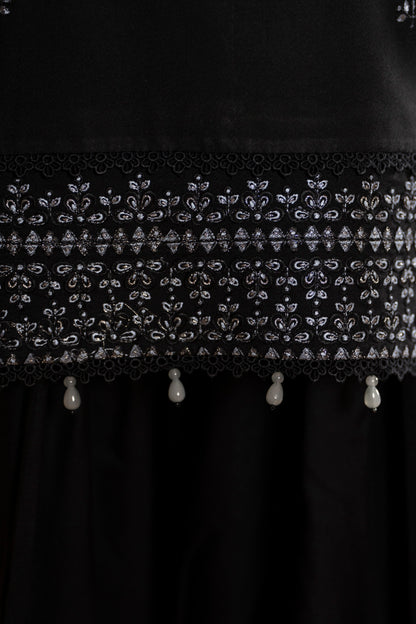 Modern 3-PC Dhanak Outfit with a beautifully embroidered woolen shirt and a plain trouser for balanced simplicity and class