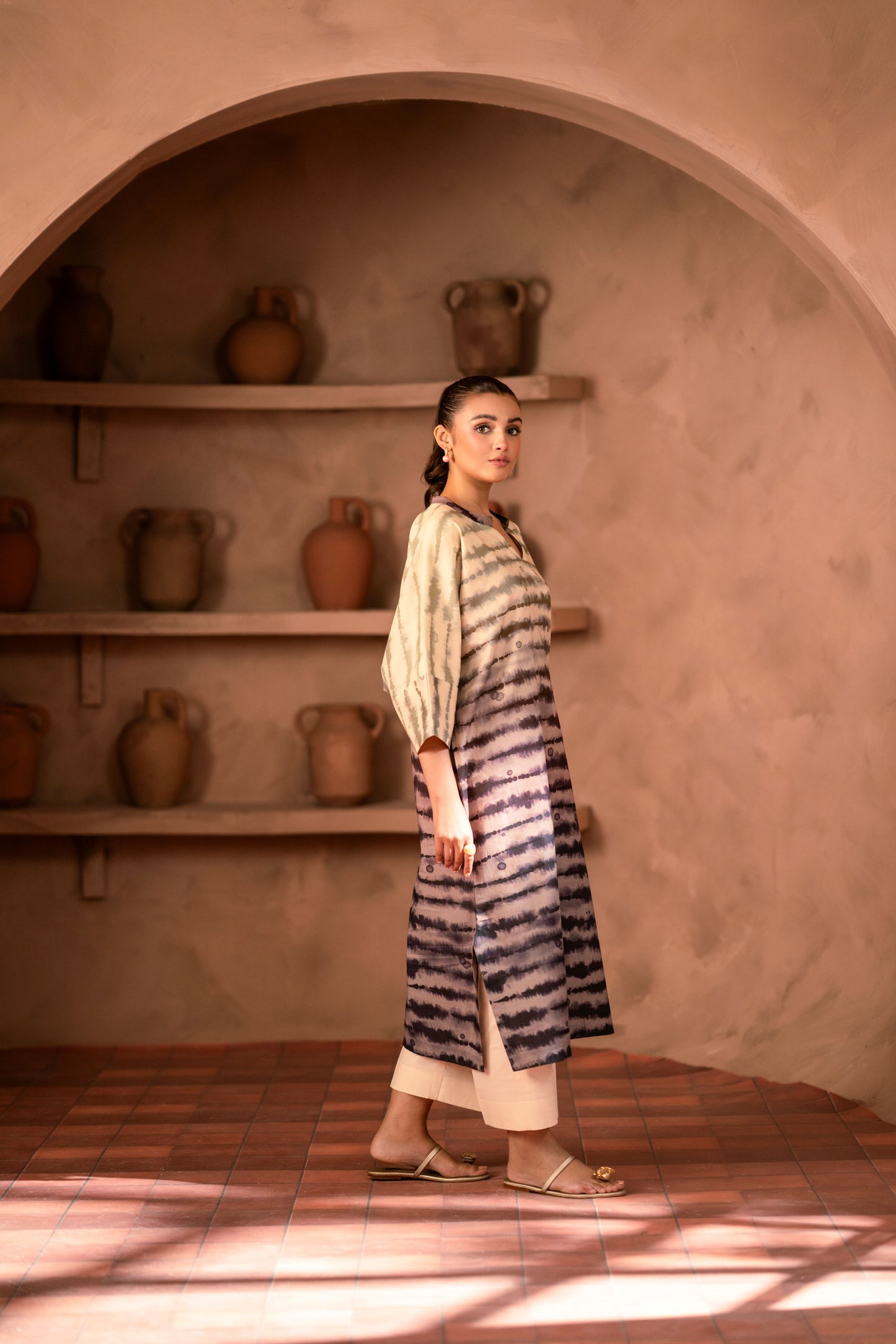 Stylish modern khaddar suit designed for winter parties