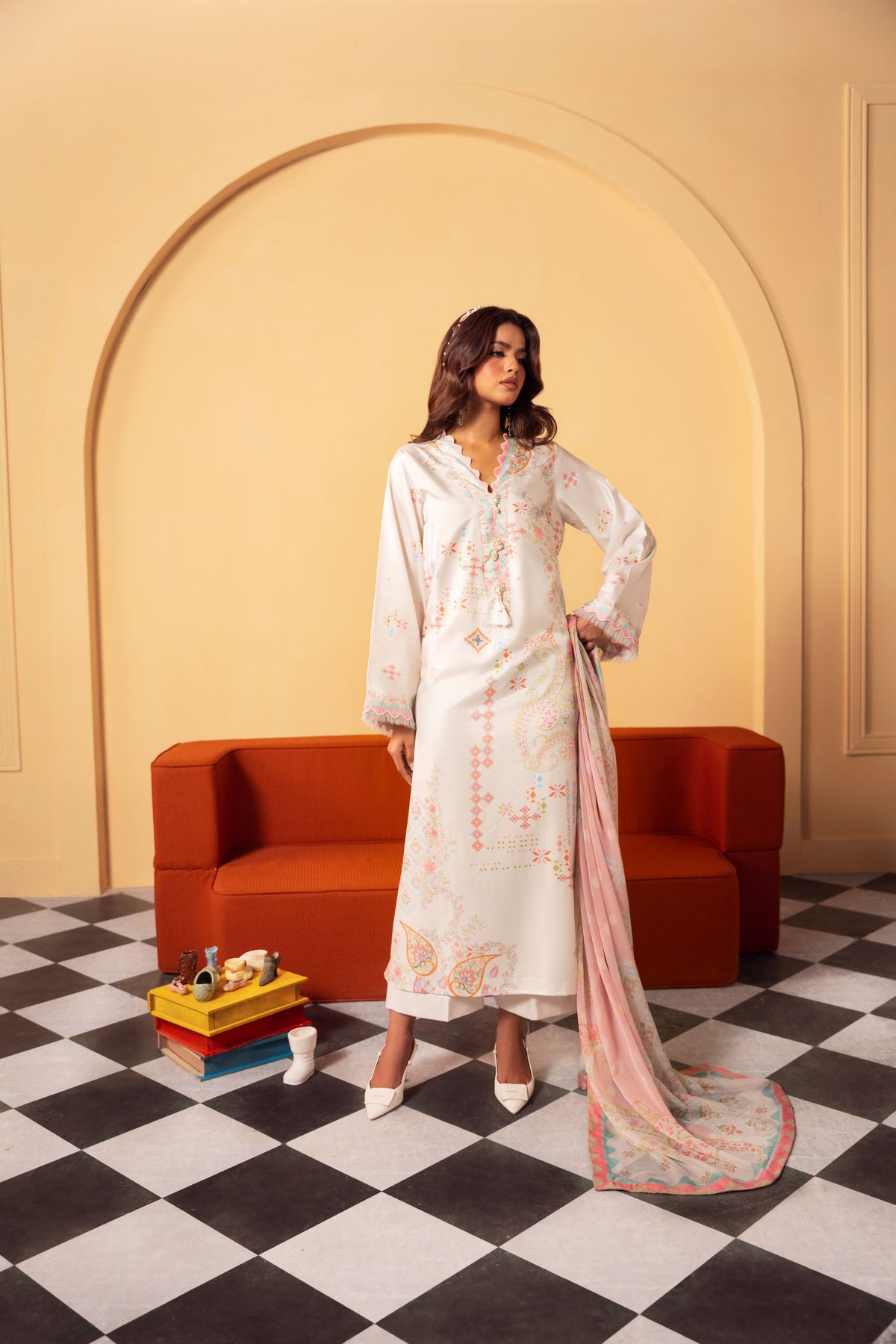 Premium raw silk dress collection featuring unstitched 3PC silk shirts and trousers paired with flowing chiffon dupattas, giving women versatile Pakistani Eastern outfits for weddings, parties, Eid, and formal events