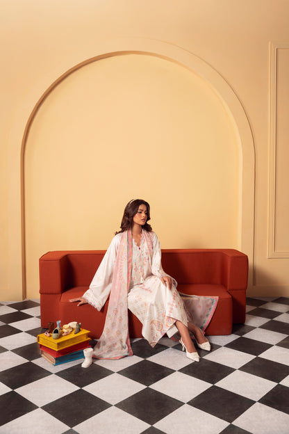 Pakistani unstitched silk outfit featuring a premium 3PC raw silk shirt and trouser set with a delicate chiffon dupatta, suitable for customized traditional styling at weddings, Eid, parties, and formal gatherings