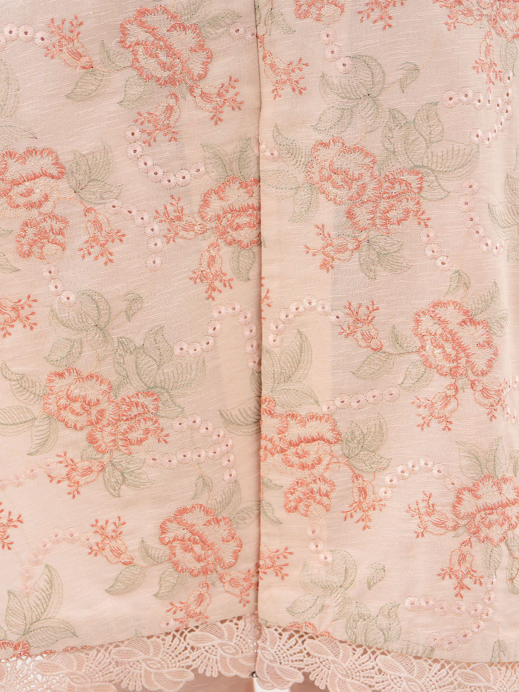  Premium embroidered shirt with chiffon printed dupatta and karandi trouser suit