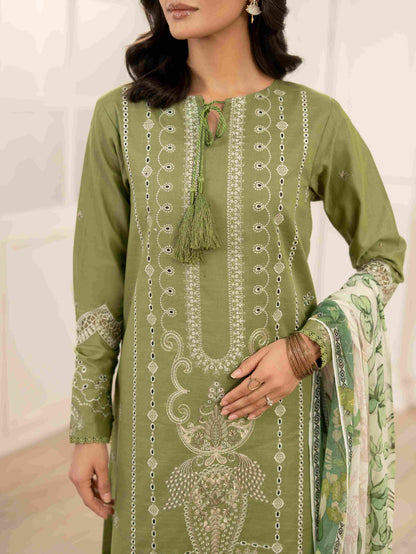 Premium embroidered lawn shirt matched with organza patch and cotton trouser