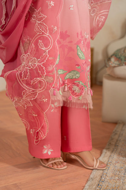 Elegant embroidered viscose outfit with chiffon dupatta for winter gatherings