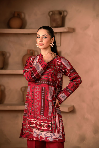 Girls khaddar winter collection suit with eastern prints
