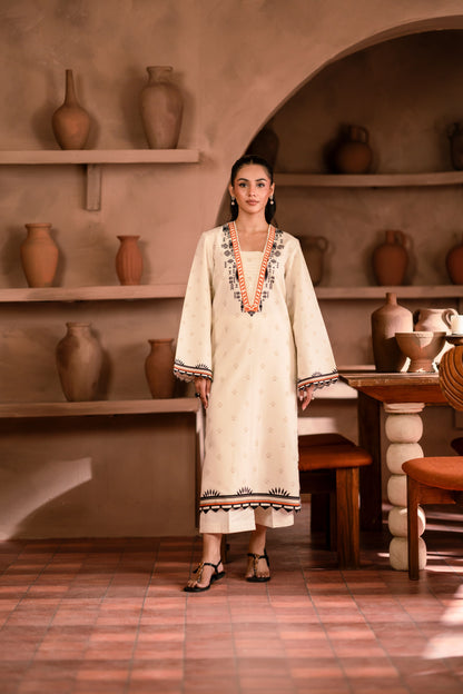 Unstitched khaddar winter collection suit for women with printed kurta and trouser