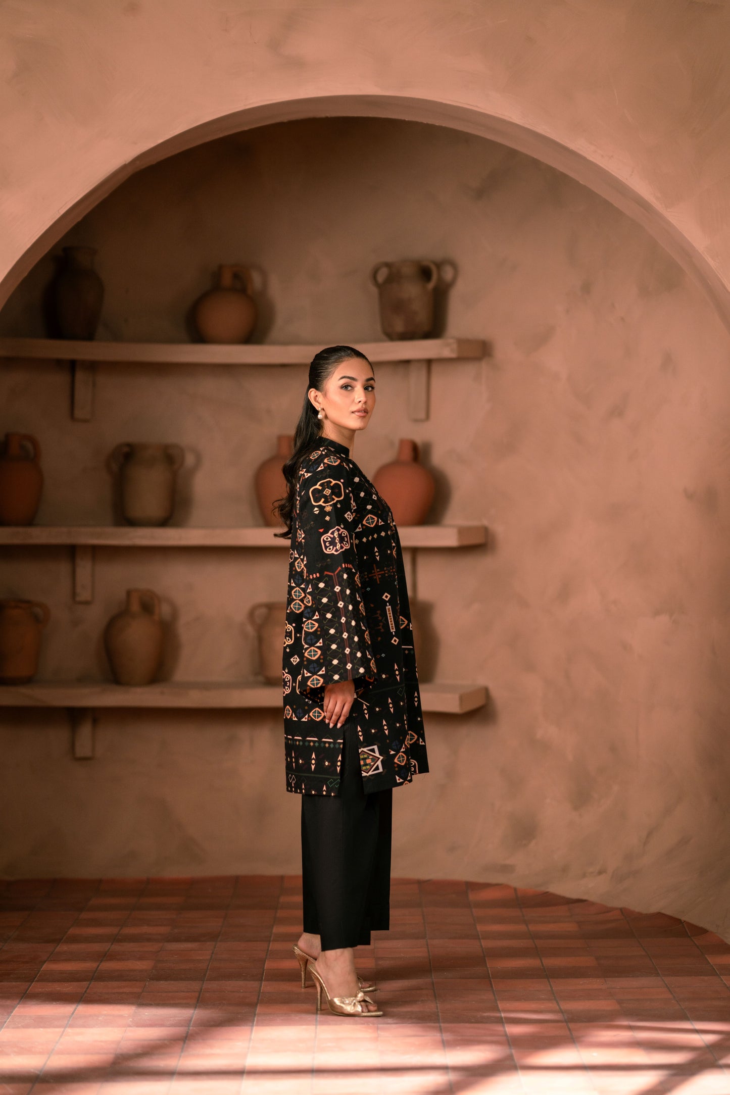 Wedding-style khaddar dress with traditional eastern touch