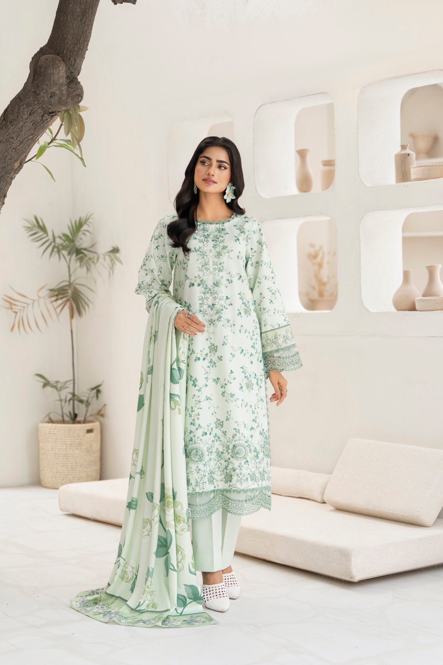 Cozy khaddar dress with rich embroidery
