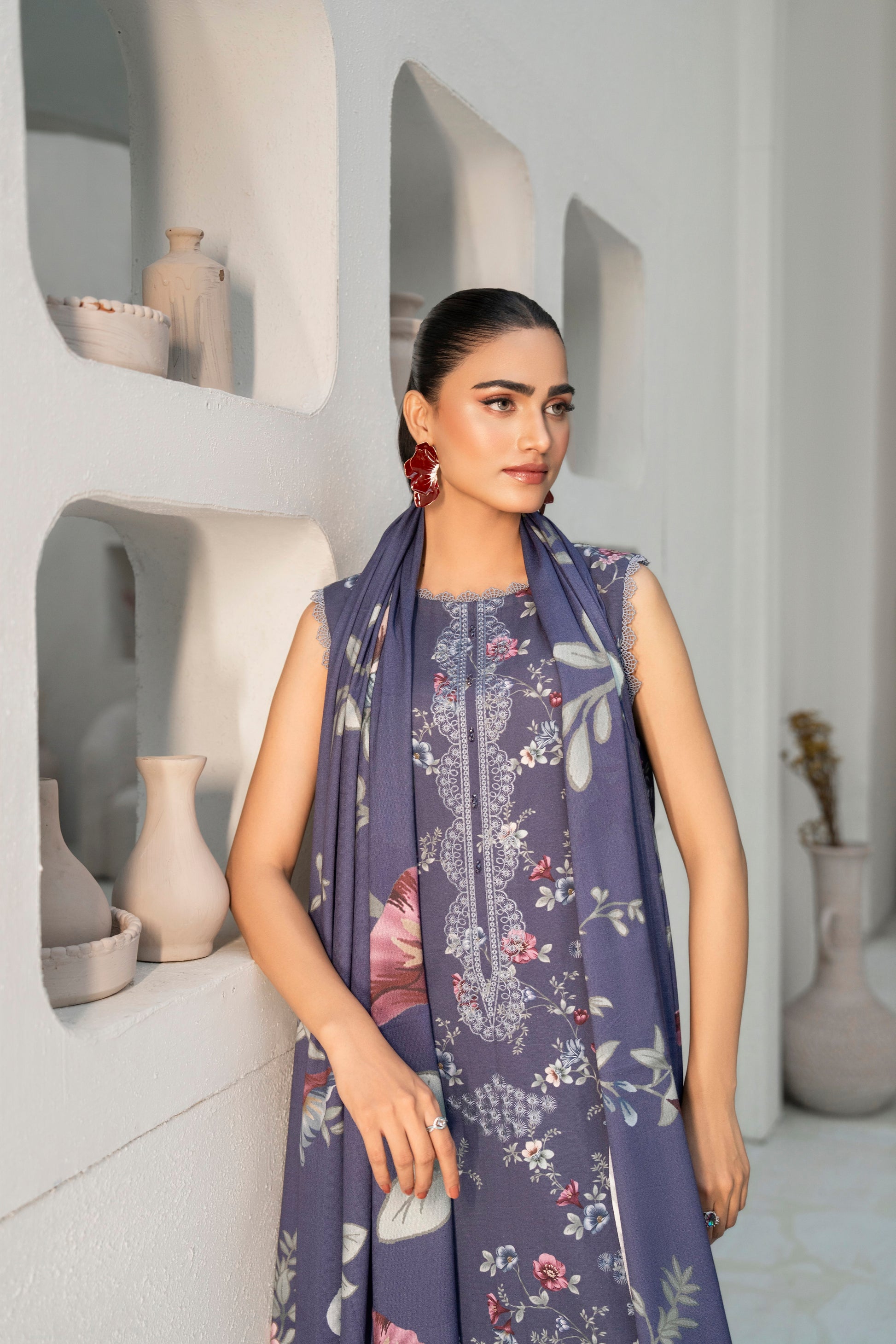 Warm embroidered khaddar outfit for ladies