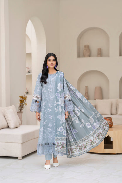 Embroidered khaddar outfit with wool shawl