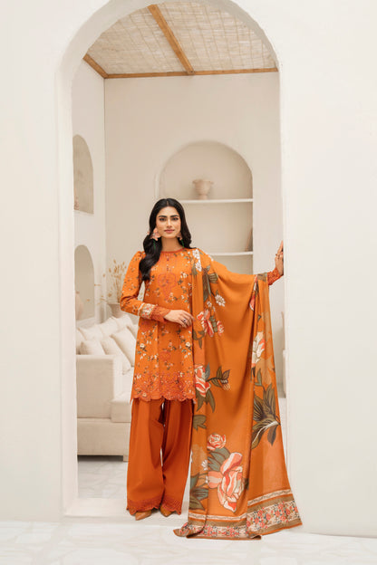 Soft embroidered khaddar dress in eastern style