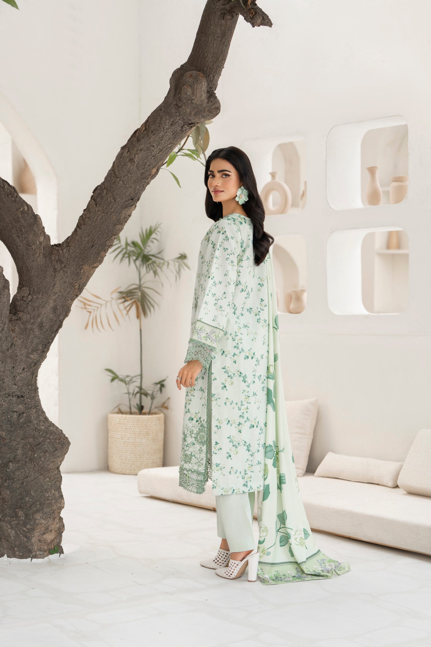 Soft embroidered khaddar dress for winter wear