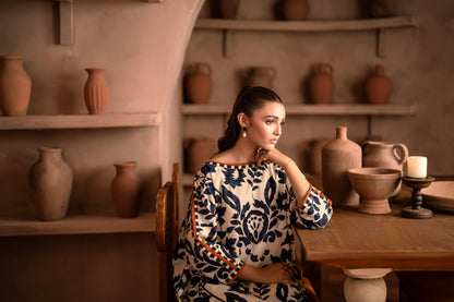 Soft khaddar suit for ladies designed with printed kurta style