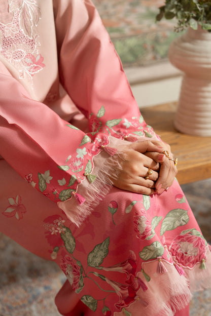 Printed viscose shirt with embroidered front and chiffon dupatta for women