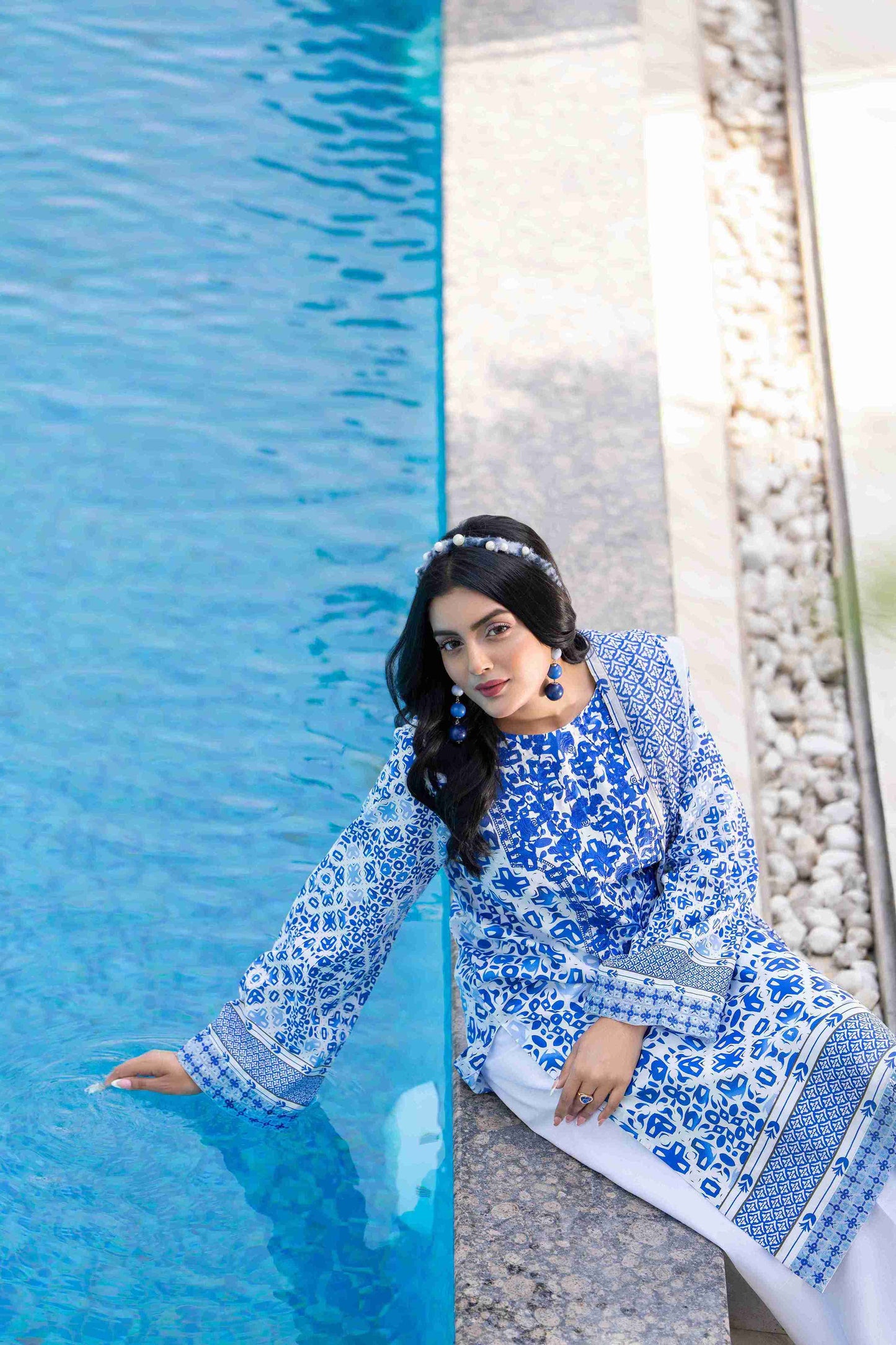 Elegant summer kurta featuring embroidery, chiffon dupatta, and pure cotton trouser