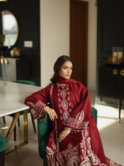 Embroidered shirt, organza patches, motifs, and dupatta
