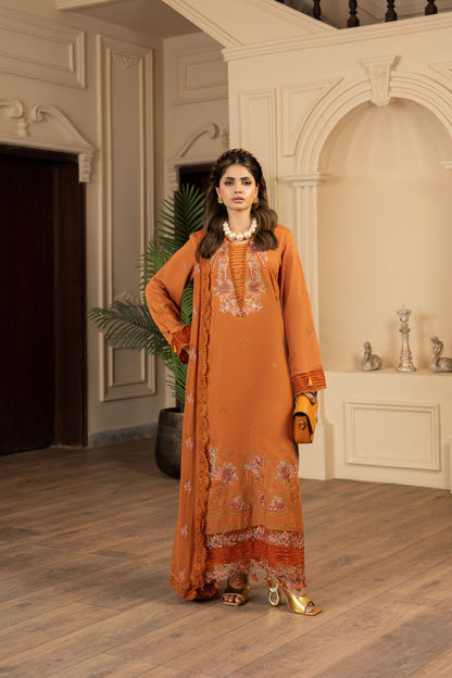 Trendy embroidered 3-piece unstitched suit for women