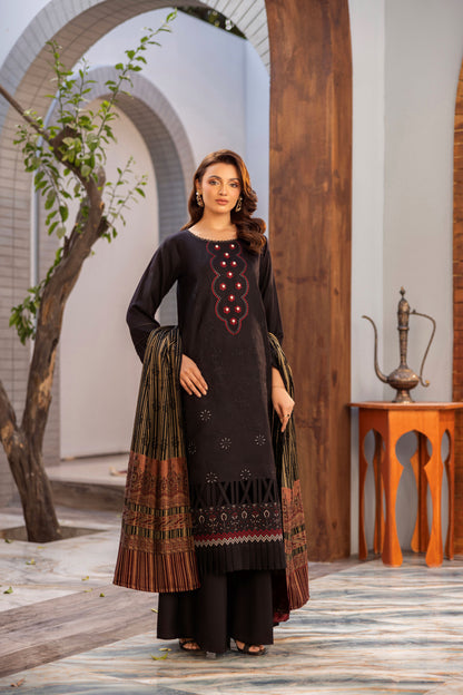 Fashionable embroidered Dhanak winter ensemble for women