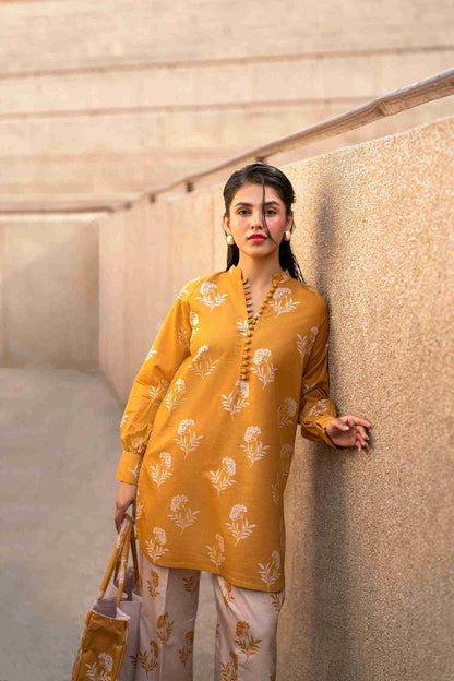 Premium stitched Jacquard kurta featuring printed design and cotton trousers