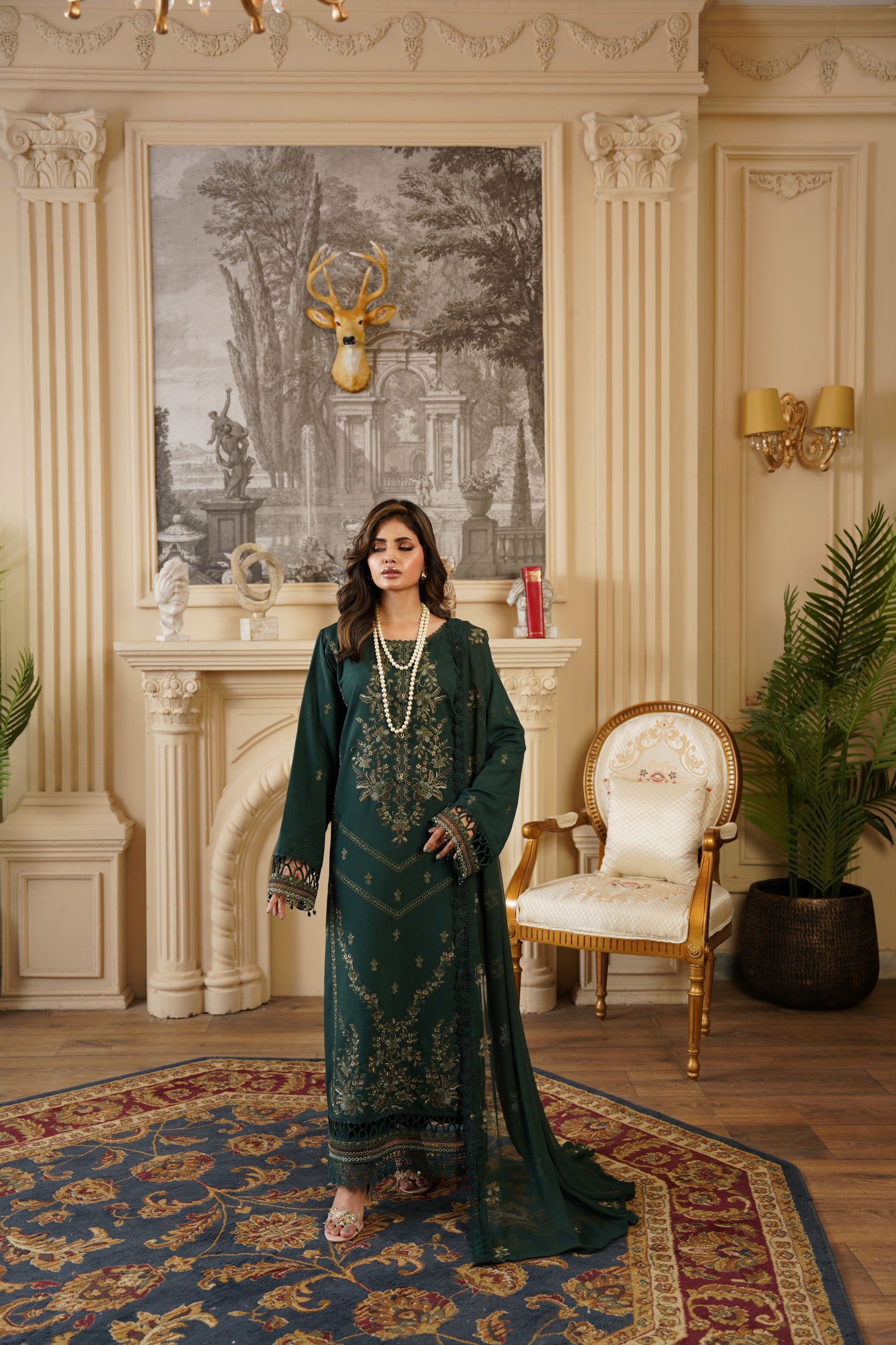 Trendy embroidered dress for ladies casual wear