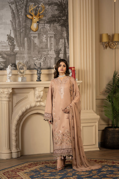 Elegant unstitched outfit with dupatta and trouser