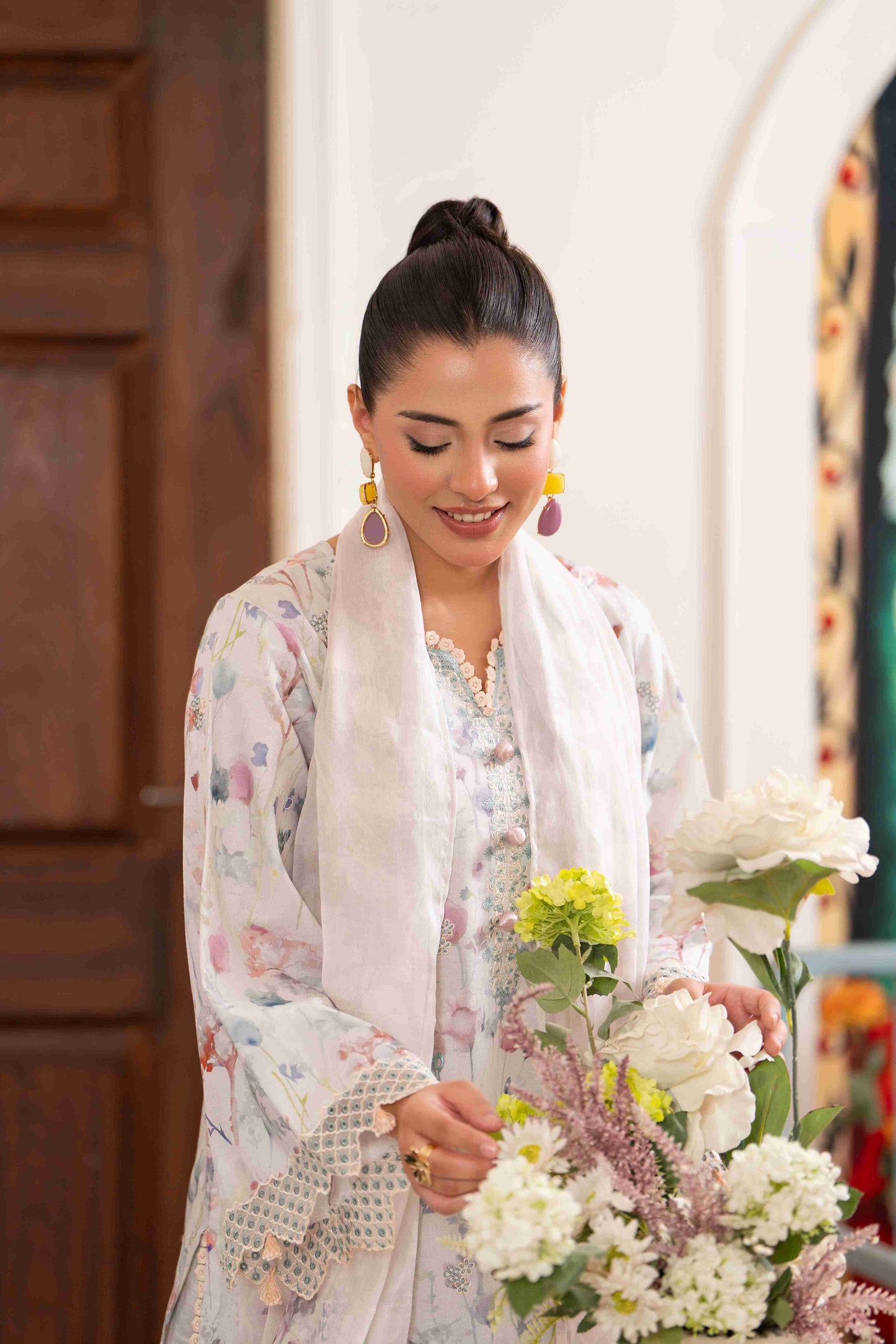 Printed kurta design styled as casual eastern wear