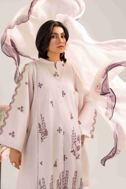 Stylish embroidered lawn shirt with chiffon dupatta and comfortable cotton trouser.