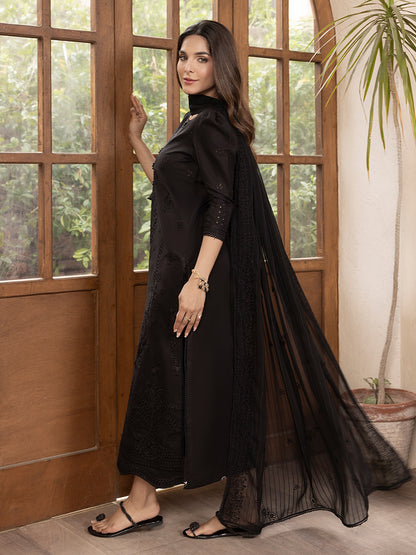 Premium unstitched lawn kurta design with embroidered patches for girls