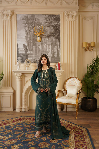 Elegant embroidered 3-piece unstitched outfit