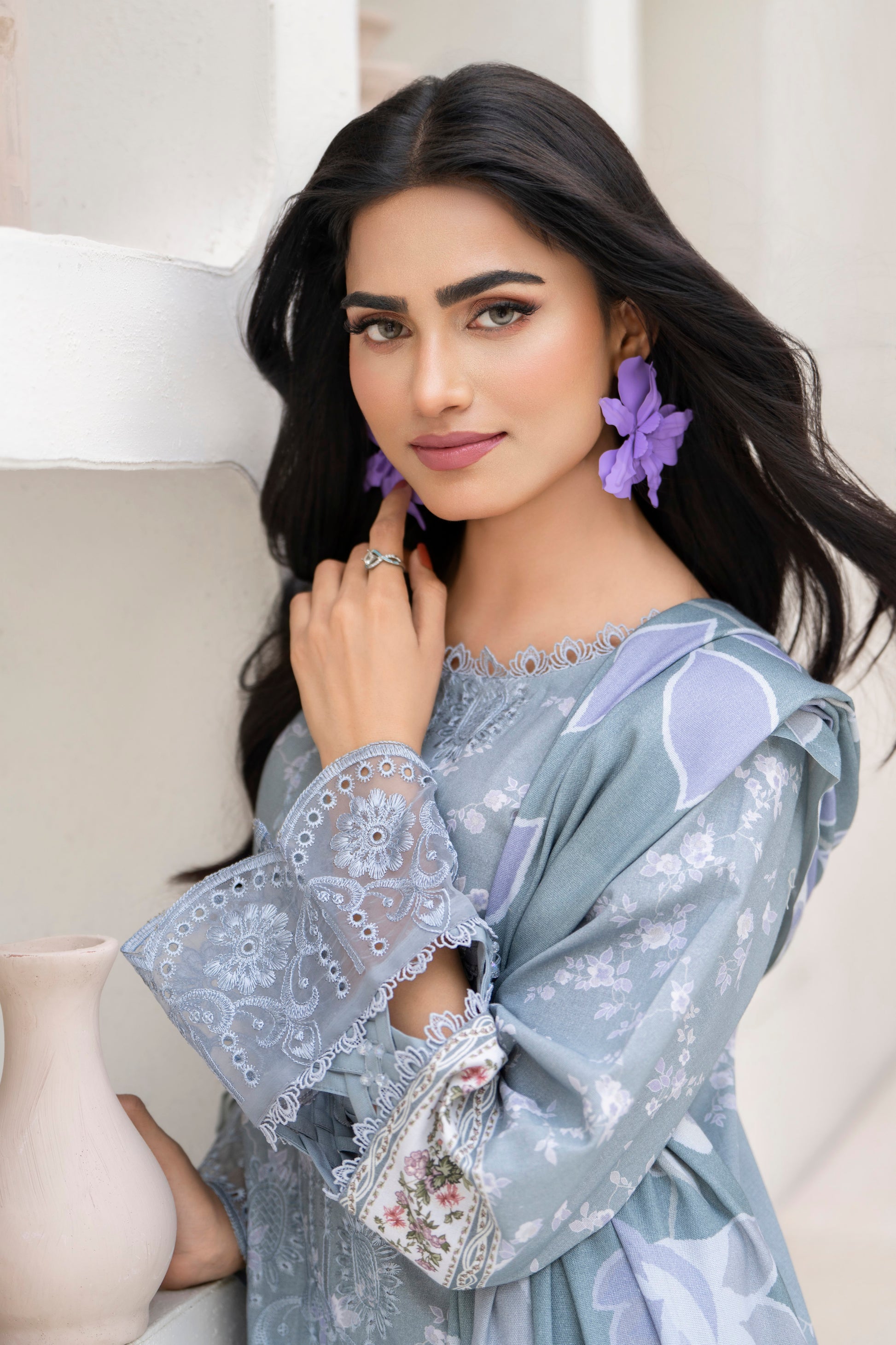 Elegant eastern dress with khaddar fabric