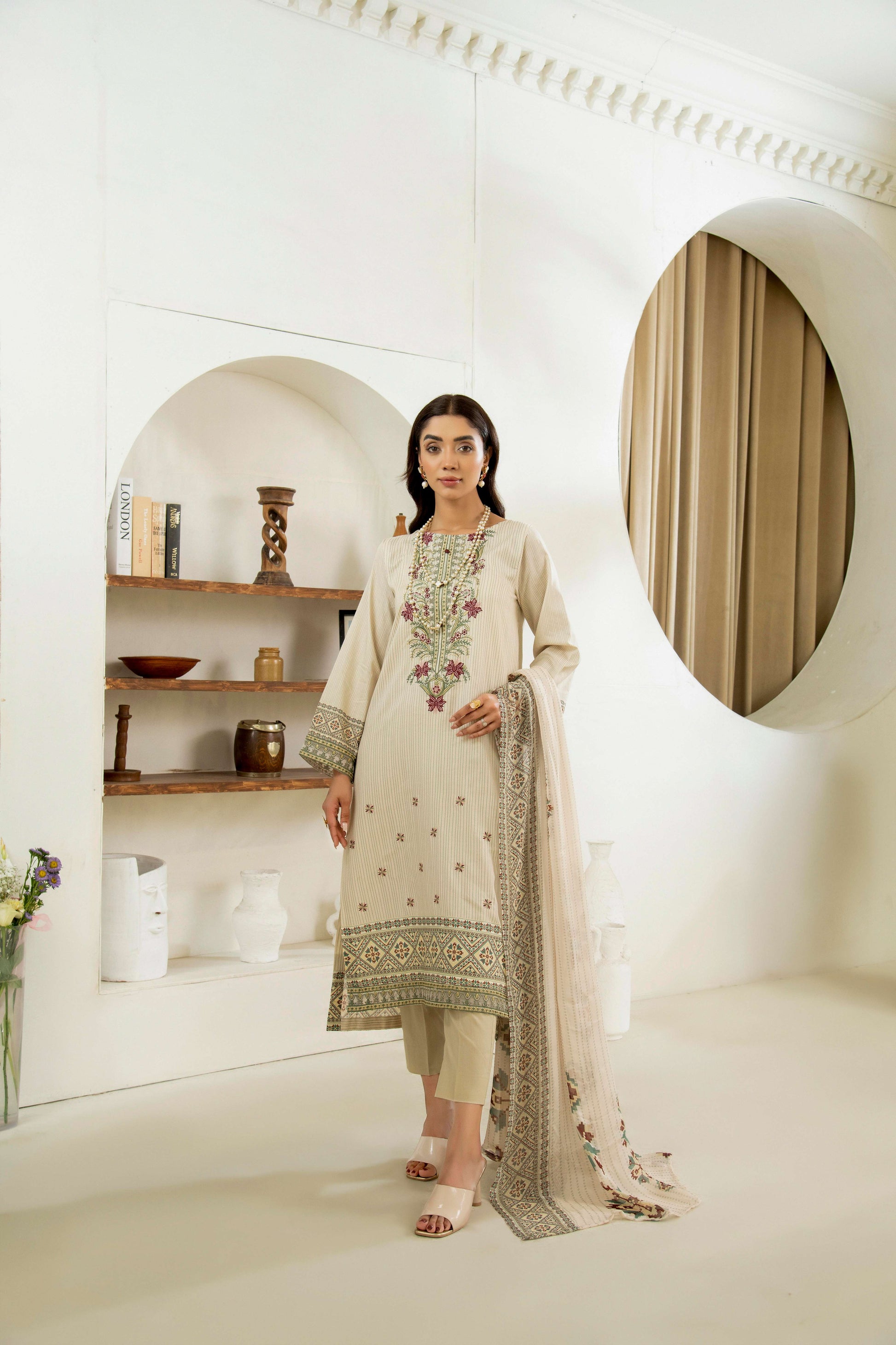  Embroidered shirt and matching dupatta