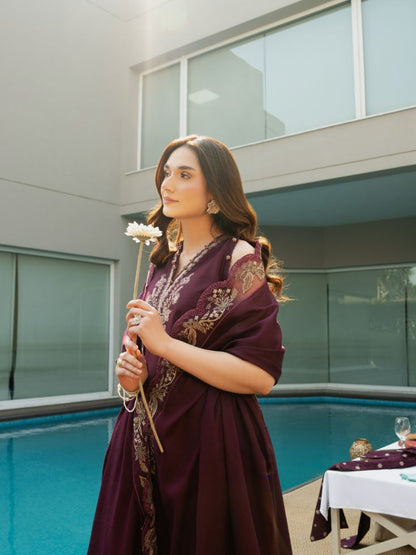 Summer kurta-style embroidered shirt with motifs, patch, and cotton dupatta