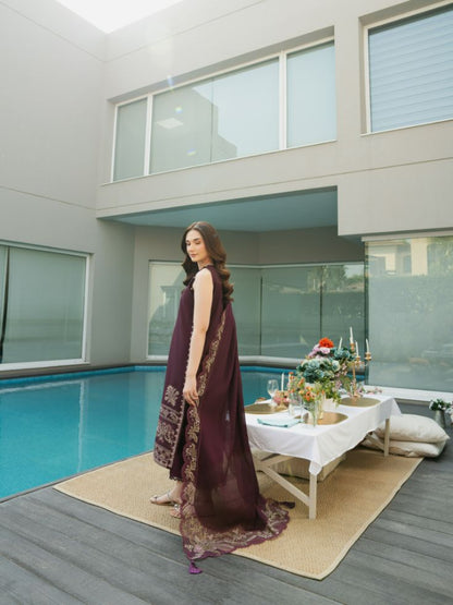 Summer Dress with embroidered shirt, plain trouser, and dupatta