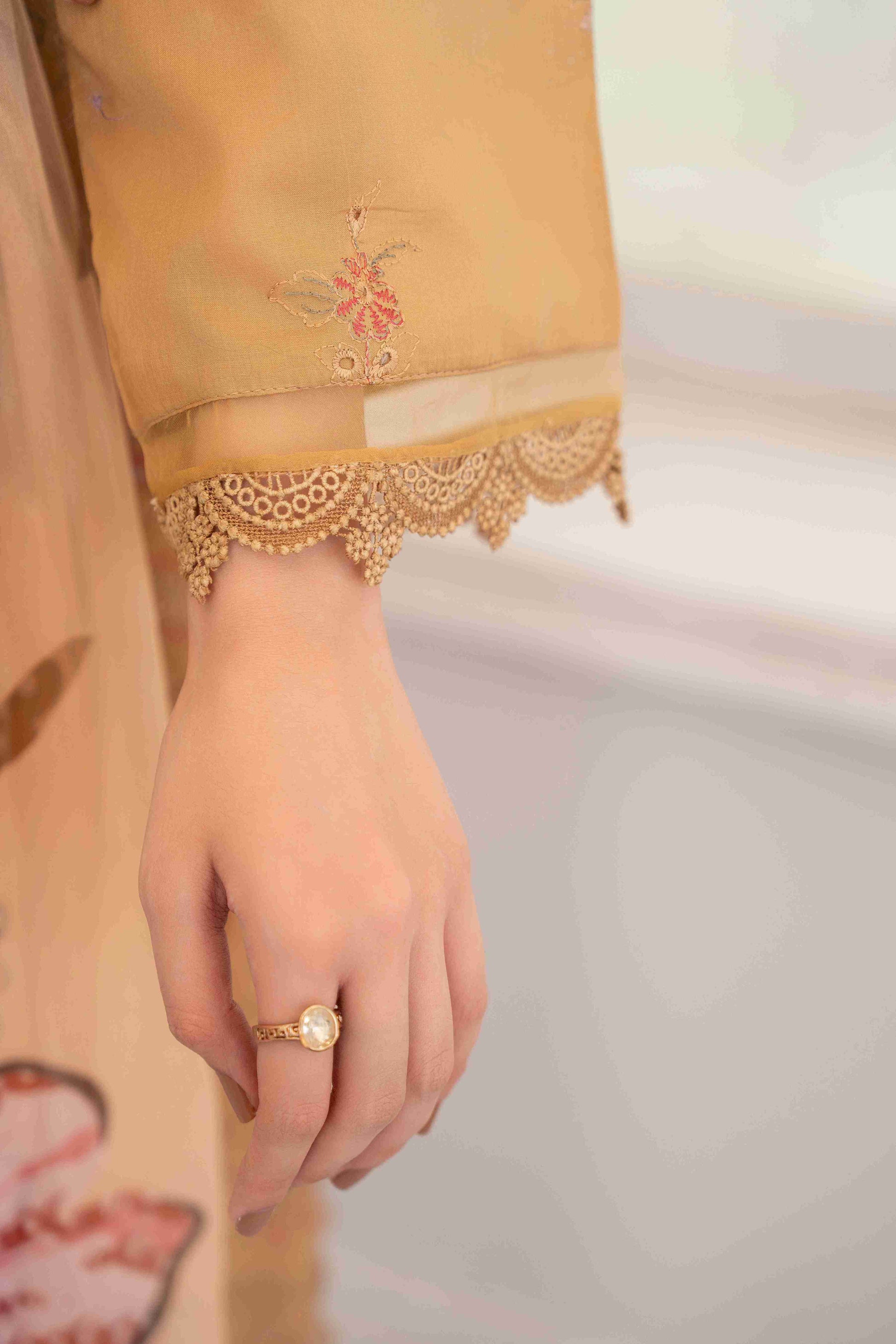 Stylish embroidered lawn shirt three meters with chiffon dupatta and plain cotton trouser