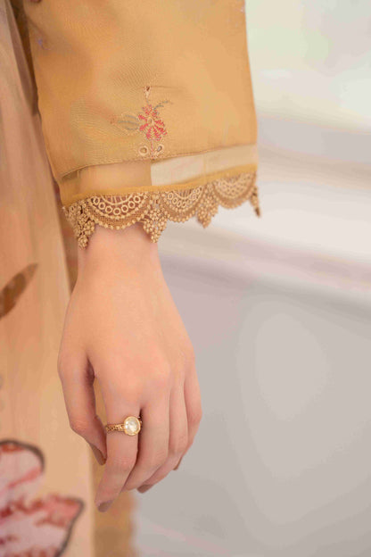 Stylish embroidered lawn shirt three meters with chiffon dupatta and plain cotton trouser