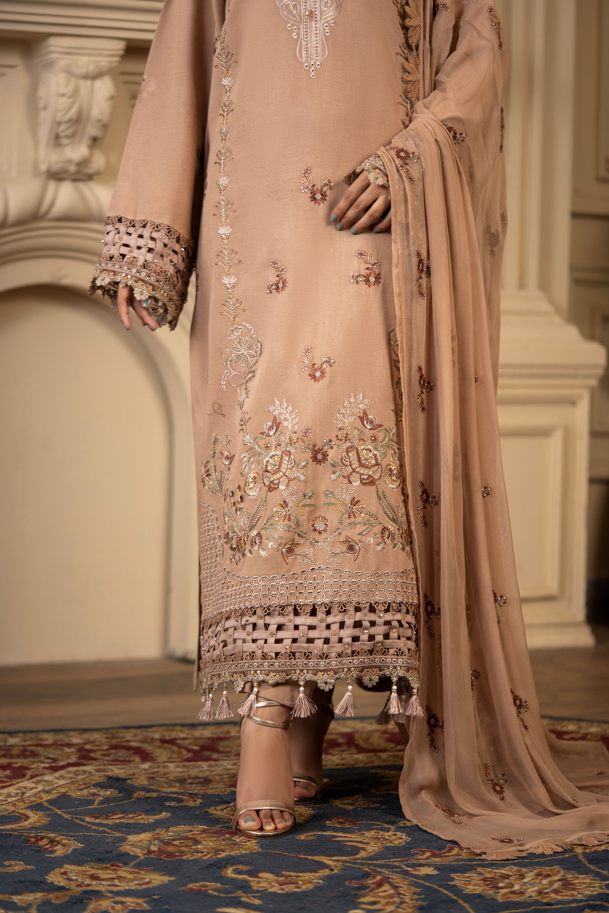 Pakistani ladies embroidered suit with dupatta