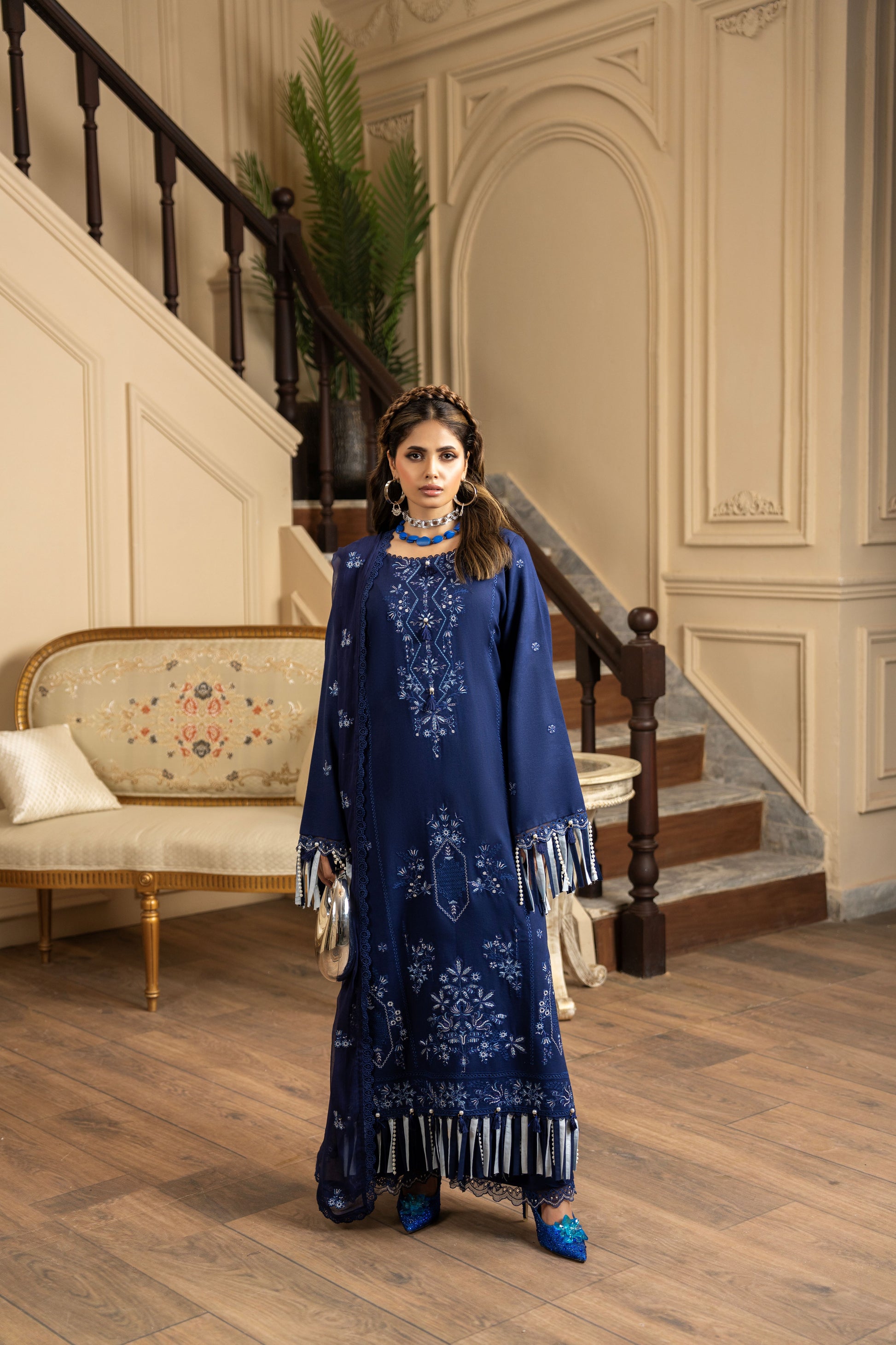 Elegant unstitched outfit for festive functions