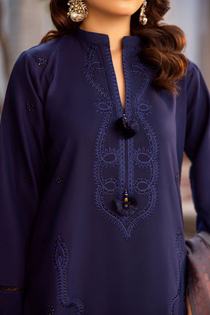 New-season embroidered Dhanak outfit with Jacquard wrap