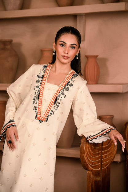 Modern eastern-style khaddar dress design crafted for comfort in winters