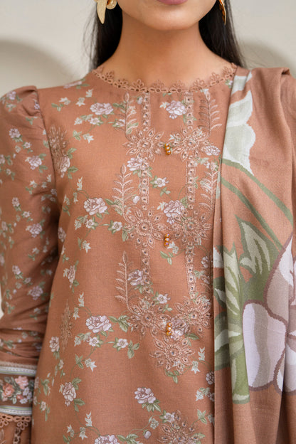 Eastern fashion khaddar outfit with wool shawl