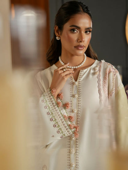 Trendy white embroidered summer dress made with soft cotton and stylish dupatta